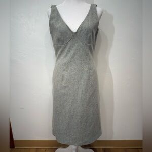 Ralph Lauren Vintage 90s Gray Wool Blend Midi Sleeveless Dress, 8